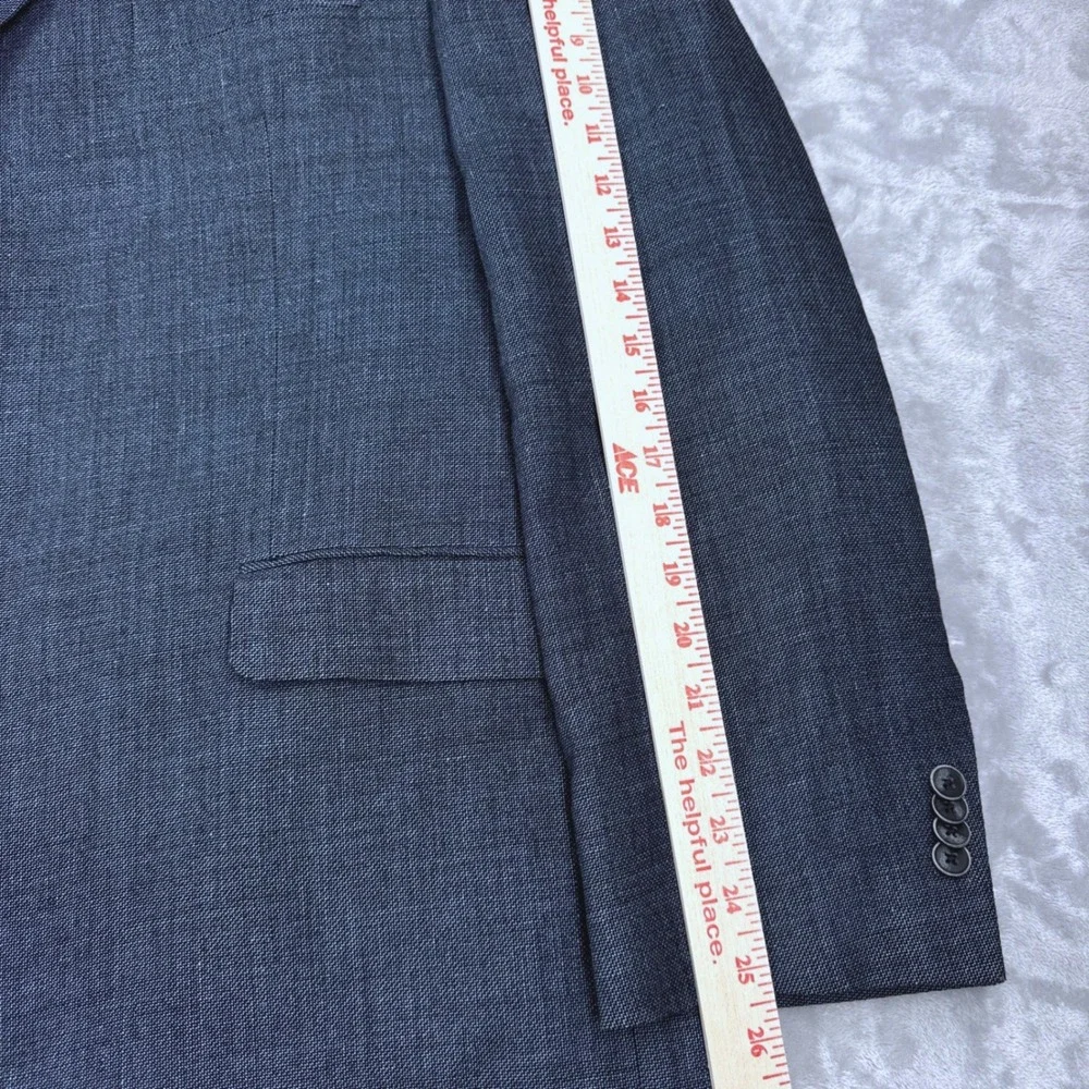 JOSEPH ABBOUD Tailored Fit Blazer Mens 52R Blue Linen Wool Hopsack Sport Coat